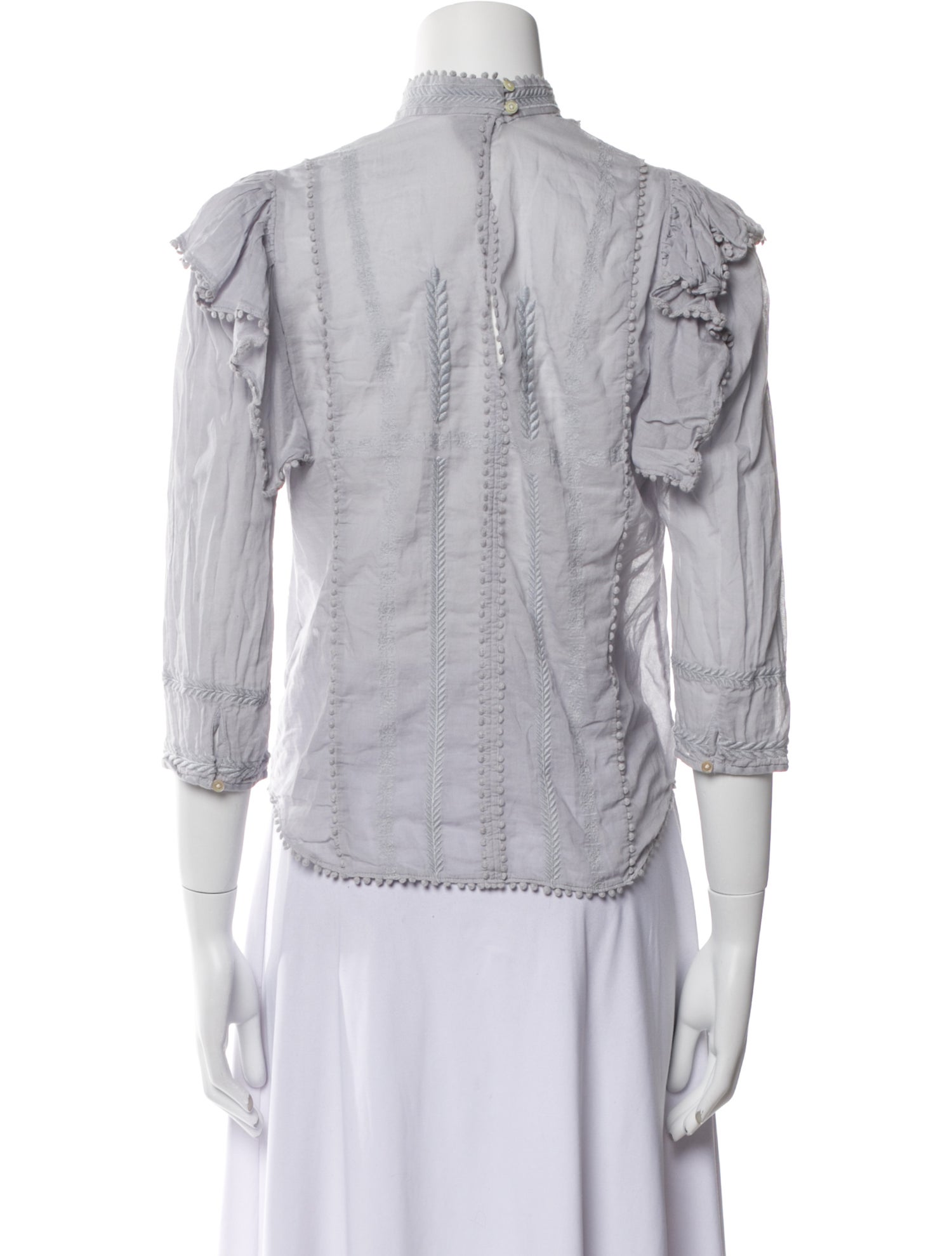 Étoile Isabel Marant Mock Neck Three-Quarter Sleeve Blouse